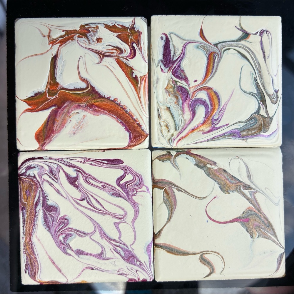 Abstract four tile hanging wall art - Picture 2 of 7